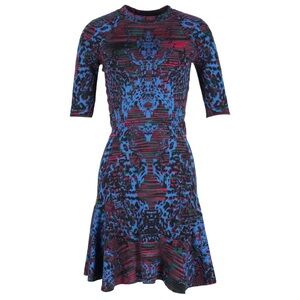 M by Missoni Short Sleeve Multicolor Knit Fit and Flare Dress 42